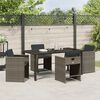 vidaXL Garden Dining Set with Cushion 5 pcs Grey Poly Rattan
