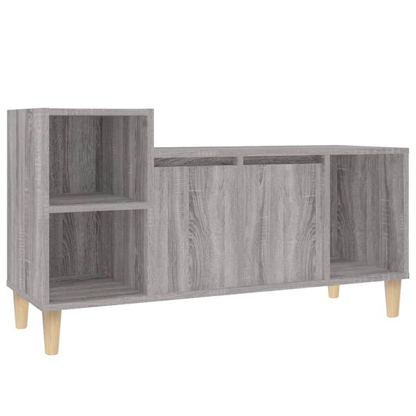 vidaXL TV Cabinet Grey Sonoma Engineered Wood, Solid Eucalyptus Wood
