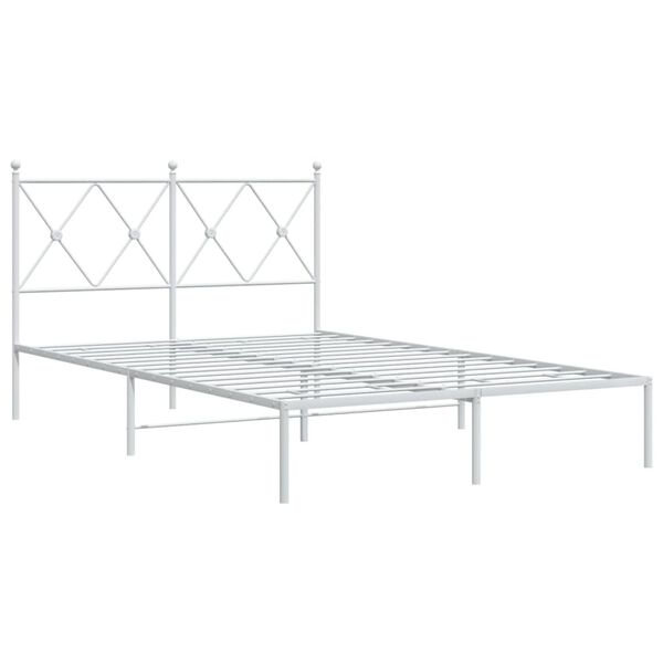 vidaXL Bed Frame White Steel 47.2x78.7 in Bed Frame Rectangular