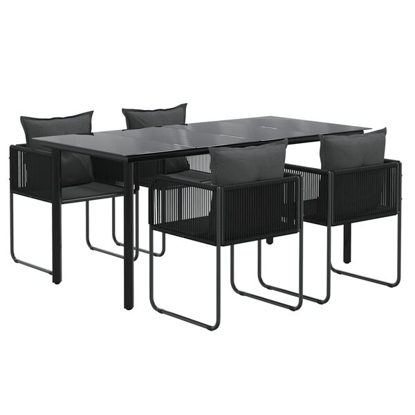 vidaXL Garden Dining Set Black PE Rattan Standard Durable