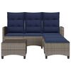 vidaXL Garden Sofa Set L-shaped sofa: Grey, Cushions: Navy blue PE rattan