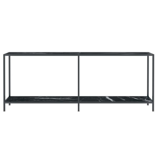 vidaXL Console Table Black Tempered glass, Powder-coated steel Large