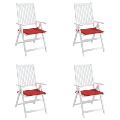vidaXL Garden Chair Cushions 4 pcs Red 19.7"x19.7"x1.2" Oxford Fabric