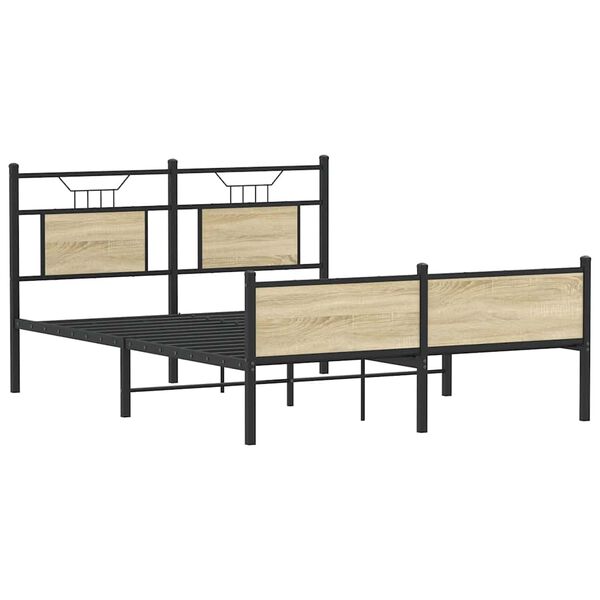 vidaXL Bed Frame Sonoma Oak Engineered wood and steel Double Bed Frame
