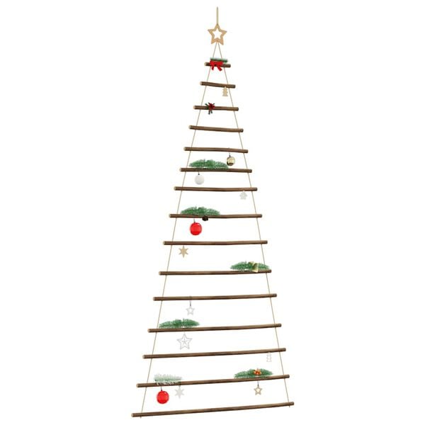 vidaXL&nbsp;Hanging Christmas Tree with Top Star 39.4x82.7" Natural Branch