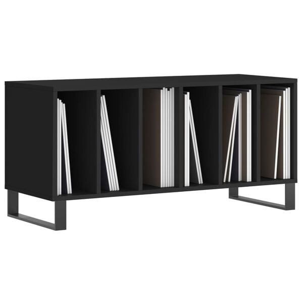 vidaXL Record Cabinet Black Engineered wood, iron 39.4x15.0x18.9 in