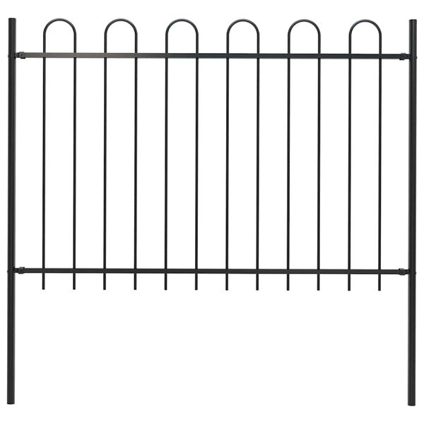 vidaXL Garden Fence with Hoop Top Steel 71.3"x47.2" Black