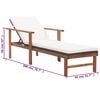 vidaXL Sunlounger Black, Cream White Poly Rattan, Acacia Wood, Polyester