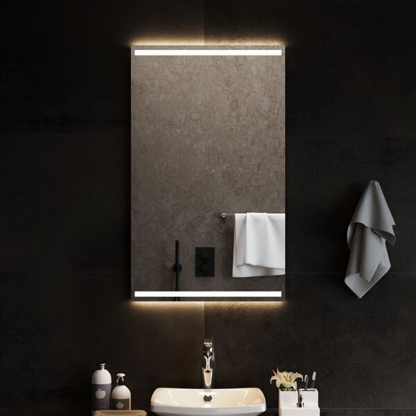 vidaXL Led Bathroom Mirror Transparent Glass 23.6x39.4 in