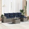 vidaXL 6 Piece Patio Sofa Set with Cushions Gray Poly Rattan