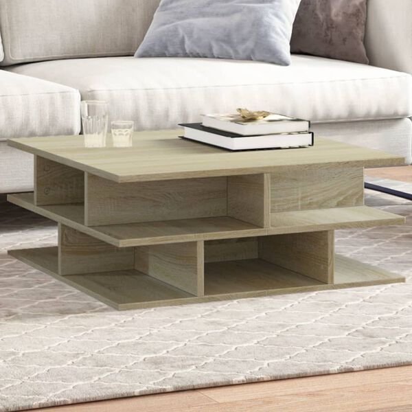 vidaXL Coffee Table Sonoma oak Engineered wood 27.6 x 27.6 x 11.4 in