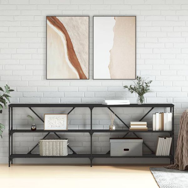 vidaXL Console Table Black 78.7x11.8x29.5" Engineered Wood and Iron