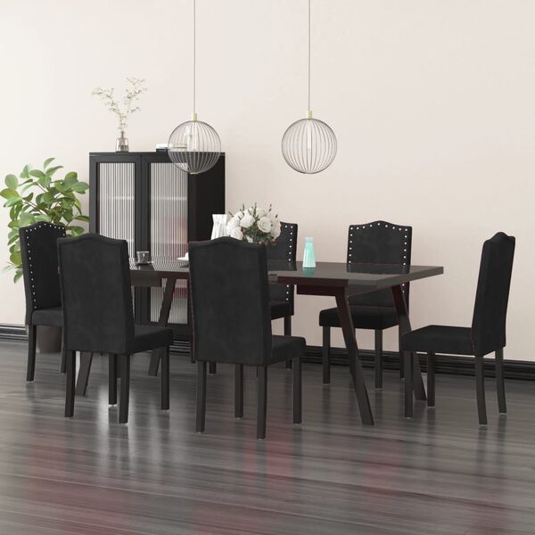 vidaXL Dining Chairs 6 pcs Black Velvet