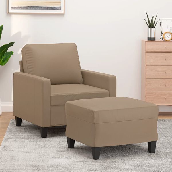 vidaXL Sofa Chair With Footstool Cappuccino