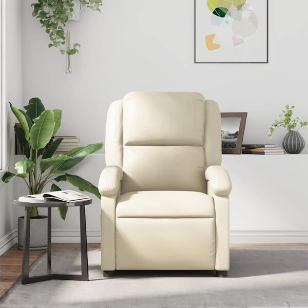 vidaXL Recliner Chair Cream Faux Leather, Foam, Metal, Plywood Standard