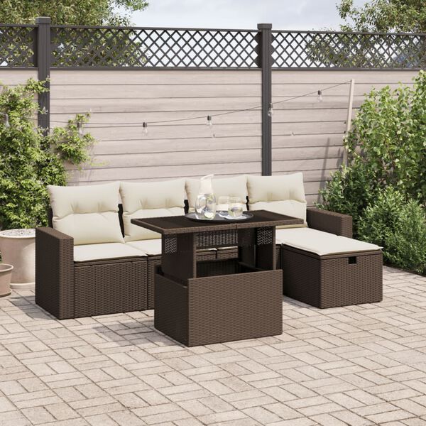 vidaXL Garden Sofa Set Brown and Cream White