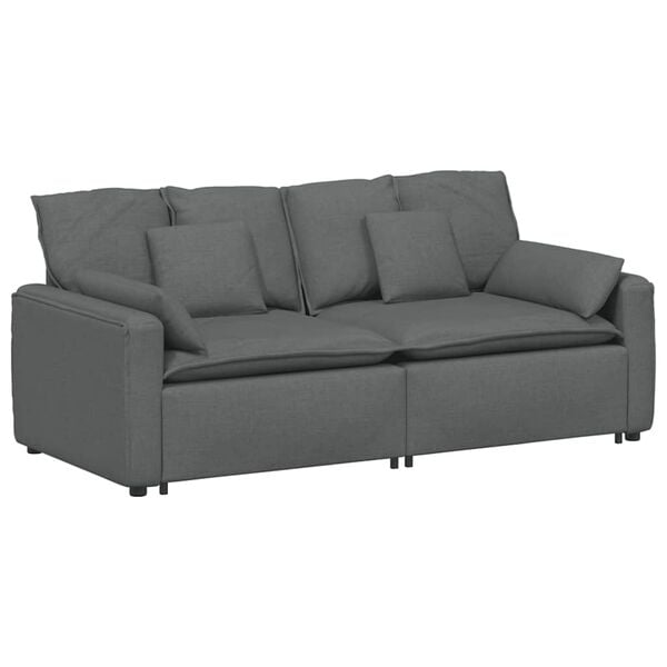 vidaXL Modular Sofa with Cushions Dark Gray
