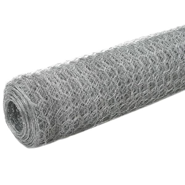 vidaXL Chicken Wire Fence Galvanized Steel 82'x4.9' Silver