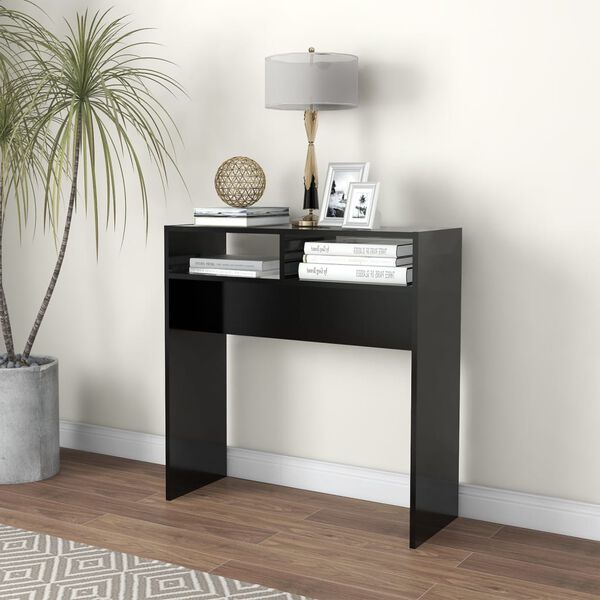 vidaXL Console Table Black 30.7x11.8x31.5" Engineered Wood