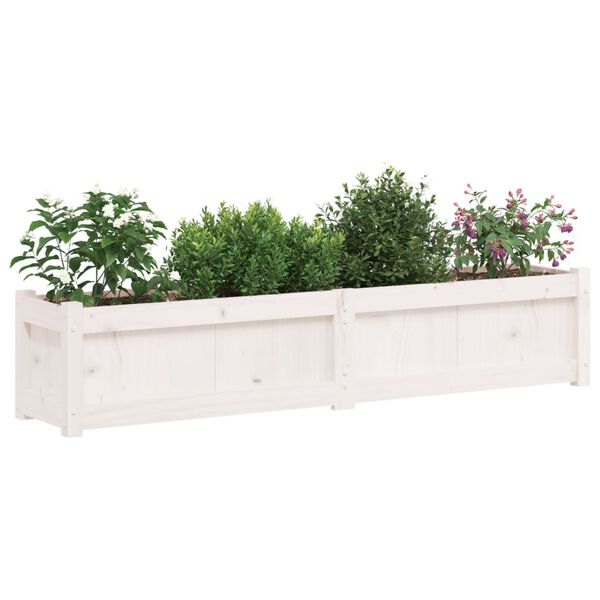vidaXL Garden Planter Set of 2 White Solid pine wood Generous