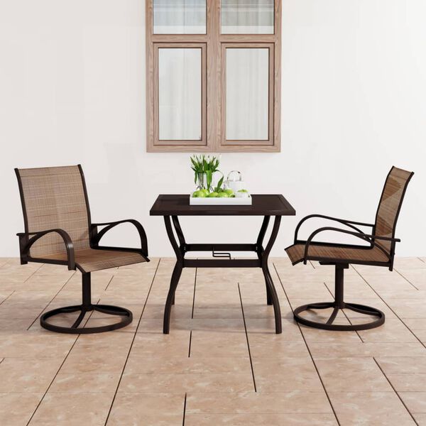 vidaXL Patio Dining Set Set of 2 Brown Textilene, Powder-Coated Steel