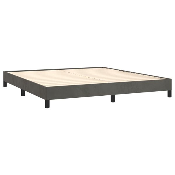 vidaXL Bed Frame Dark grey Velvet, plywood, engineered wood King