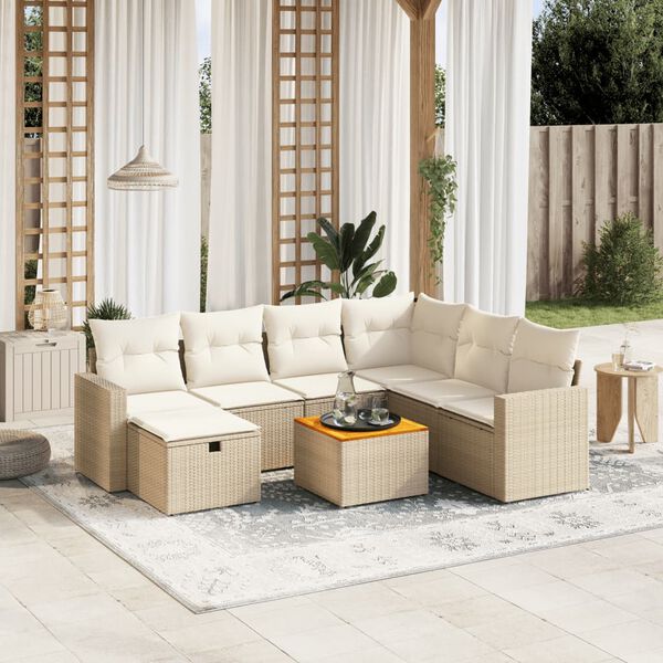 vidaXL Garden Sofa Set Beige PE rattan Medium Modular Garden Sofa Set