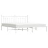 vidaXL Bed Frame White Powder-Coated Steel 76 x 80 in Bed Frame