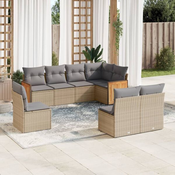 vidaXL Garden Sofa Set Beige and Light Grey PE Rattan Large Modular