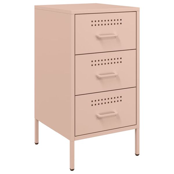 vidaXL Bedside Cabinet Pink Cold-rolled Steel Adjustable Feet