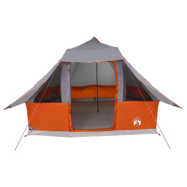vidaXL Tipi Tent Grey and Orange 140.94 x 116.54 x 101.57 in Taffeta