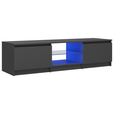 vidaXL TV Cabinet with LED Lights Gray 55.1"x15.7"x14"