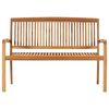 vidaXL Garden Bench Teak Solid Teak, Polyester 50.6 in wide Stackable