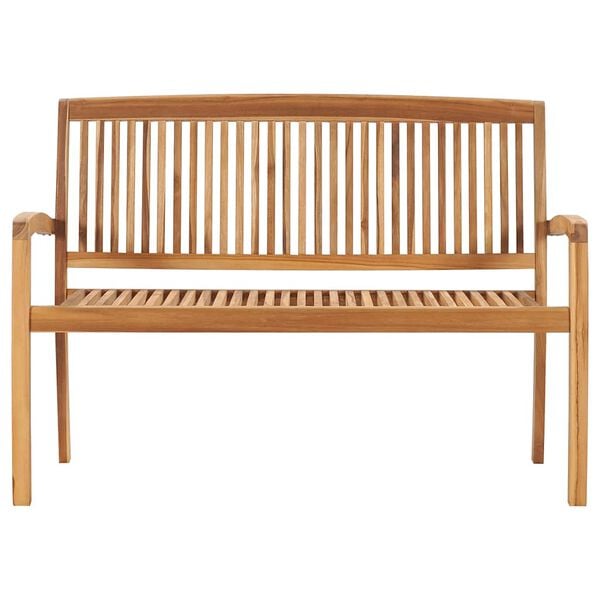 vidaXL Garden Bench Teak Solid Teak, Polyester 50.6 in wide Stackable