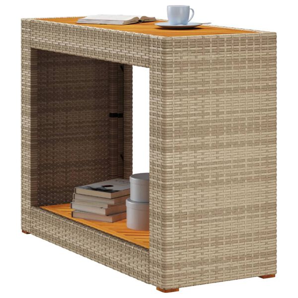 vidaXL Garden Side Table Beige and brown PE rattan Small Durable