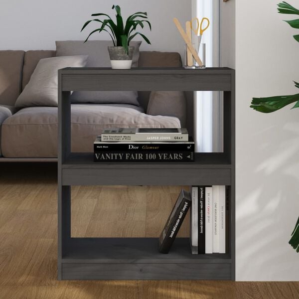 vidaXL Book Cabinet Grey Solid pine wood Small Book Cabinet