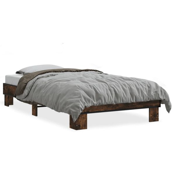 vidaXL Bed Frame Smoked Oak Engineered Wood 39.4x78.7 in Durable