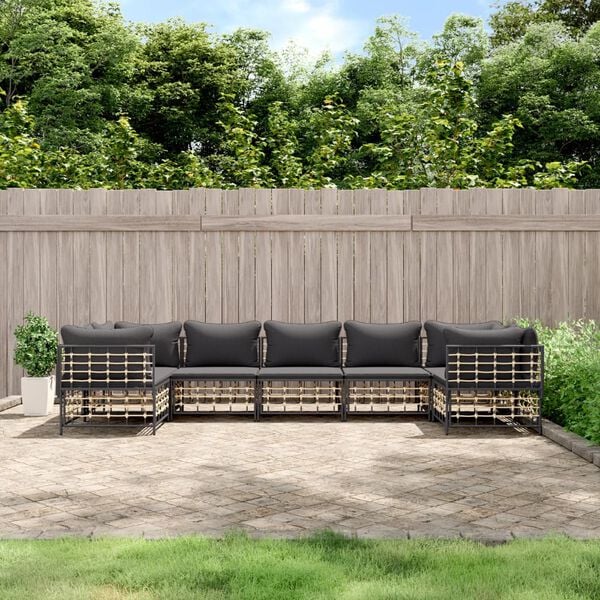 vidaXL Garden Lounge Set Anthracite Poly rattan Large Modular
