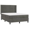 vidaXL Box Spring Bed with Mattress&LED Dark Gray 53.9"x74.8" Full Velvet
