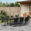 vidaXL Garden Dining Set 9 pcs Black Powder-Coated Steel