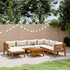 vidaXL Garden Lounge Set Cream, Natural Wood