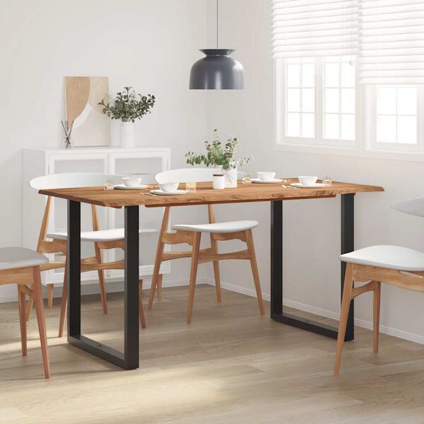 vidaXL Dining Table Acacia with Black Legs Solid Acacia Wood