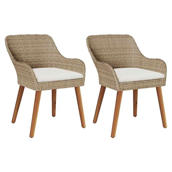 vidaXL Garden Chair 2 pcs Beige 55 x 62.5 x 82cm poly rattan
