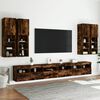 vidaXL 7 Piece TV Wall Stand Set with LED Lights Smoked Oak