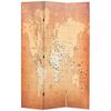 vidaXL Folding Room Divider 47.2x66.9" World Map Yellow