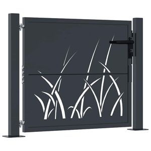 vidaXL Garden Gate Anthracite 39.4x29.5" Steel Grass Design