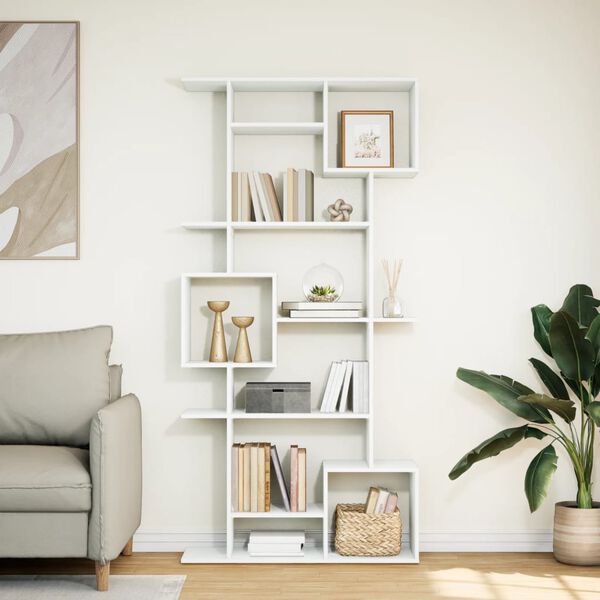 vidaXL Book Cabinet White Engineered Wood Tall Book Cabinet