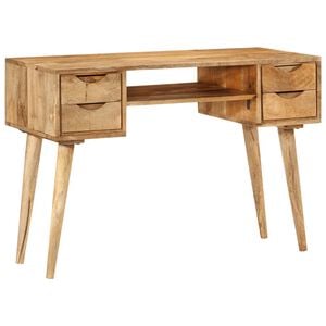vidaXL Desk Natural Mango Solid Mango Wood Medium Desk Rectangular