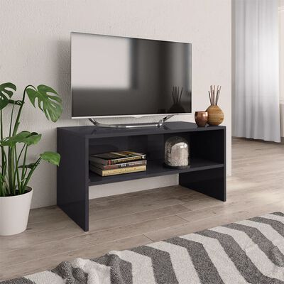 vidaXL TV Stand High Gloss Gray 31.5"x15.7"x15.7" Engineered Wood