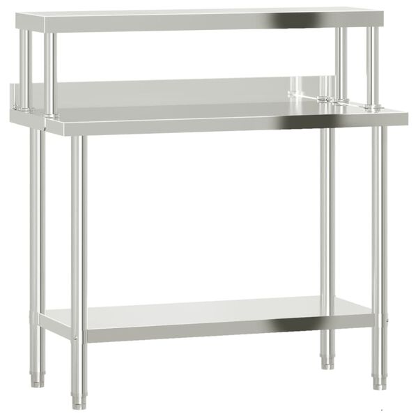 vidaXL Kitchen Work Table with Overshelf 43.3"x21.7"x47.2" Stainless Steel